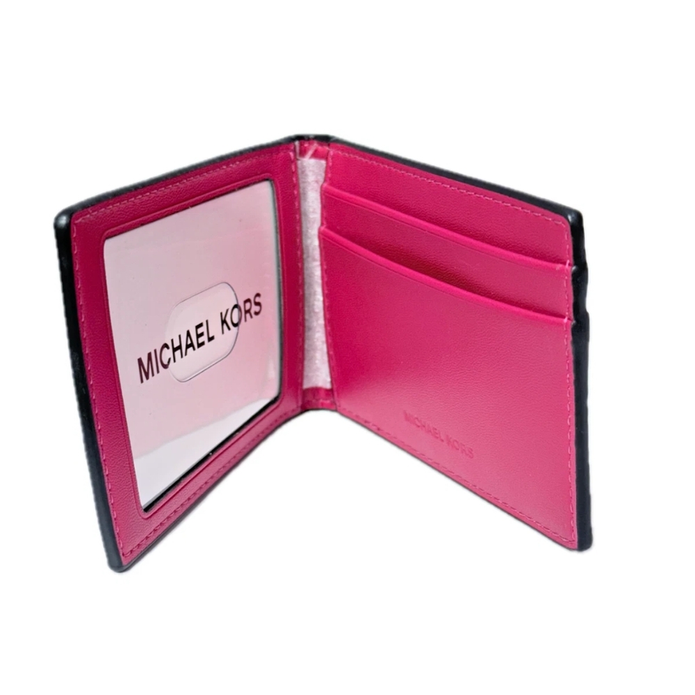 NWT Michael Kors Cooper Compact ID Wallet Card Holder Leather Dark Raspberry - Picture 3 of 10